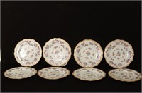 8 Antique Lowestoft Plates Gilt handpainted