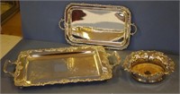 Two various silver plate twin handle trays