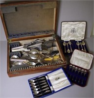 Box of vintage silver plated flatware