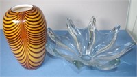 Art glass vase & bowl