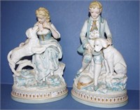 Pair continental bisque porcelain figures