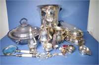 Quantity silver plated table ware