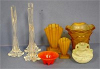 Seven various glass vases
