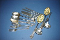Sixteen pieces early silver plate cutlery