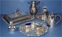 Quantity of silver plated serving items