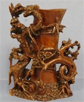Chinese carved wood vase