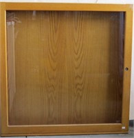 Oak Wall Display Cabinet w/ Glass Front & Shelves