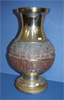 Large oriental style brass vase