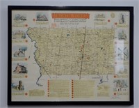 Framed Pioneers & Landmarks Map c1956