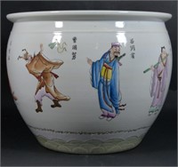 CHINESE PORCELAIN PLANTER w FIGURES & CALLIGRAPHY