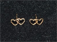 10K Yellow Gold Heart Earrings