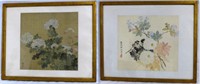 2pc CHINESE WATERCOLOR PAINTINGS ON SILK SIGNED