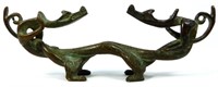 CHINESE BRONZE ENTWINED DRAGONS BRUSH HOLDER