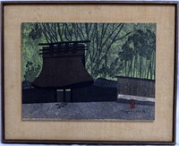 KIYOSHI SAITO JAPANESE WOODBLOCK 'GATE KYOTO' 1968