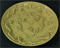 CHINESE GLAZED POTTERY DRAGON CHARGER