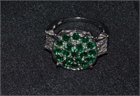 925 & Green Garnet Ring - SZ 7