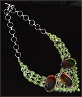 925 & Watermelon Tourmaline Necklace