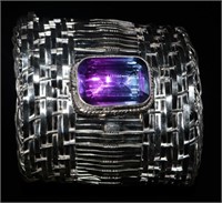 925 Weave & Bi-Coloured Tourmaline Cuff Bracelet