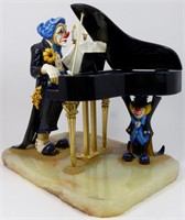 LARGE RON LEE ENAMELED BRONZE CLOWN w PIANO