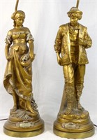 PR LARGE FRENCH FIGURAL GILT TABLE LAMPS