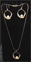 Vintage 925 Gilt Necklace Pendant & Earring Set