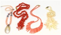 4pc BEADED CORAL NECKLACES