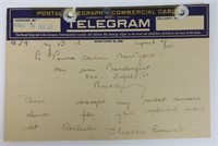 TELEGRAM FROM THEODORE ROOSEVELT 1912