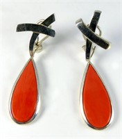 PR TIFFANY PALOMA PICASSO STERLING CORAL EARRINGS
