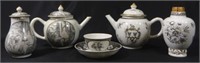 6pc CHINESE EXPORT GRISAILLE PORCELAIN ITEMS