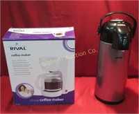 New Rival 12 Cup Coffee Maker, Thermos Pump Pot