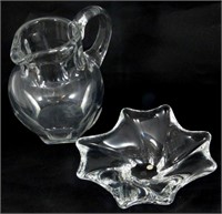 2pc BACCARAT CRYSTAL PITCHER & DISH