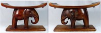 PR ASHANTI AFRICAN CARVED WOODEN ELEPHANT STOOLS