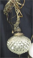 Vtg Hanging Glass Globe Hall Light