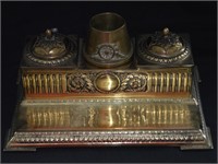 Antique Brass Inkwell -  Writing Station