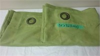 Gorgeous Pair Of Green Faux Suede Drapes