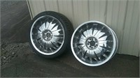 Two 20" Polished Aluminum Rims & One Tire