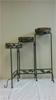 Three Tier Plant Stand Wrought Iron 27"h
