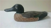 Wooden Duck Decoy With Glass Eyes - Stamped