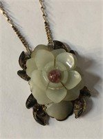 Oriental Silver Necklace With Jade Pendant