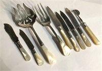 Silver Plate Flatware With Mother Of Pearl Handles