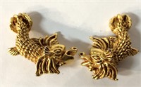 Pair Of Signed Costume Clip Earrings