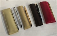 Group Of Cross Pens And Leather Cases