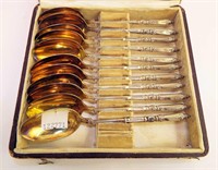 Set Of 11 Sterling Goldwash Spoons, Ercuis