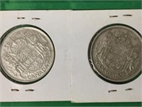 1952 & 1956 Canadian 50 Cent Silver Coins