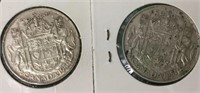 1950 & 1951 Canadian 50 Cent Silver Coins