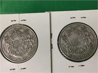 1944 & 1945 Canadian 50 Cent Silver Coins