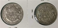1949 & 1950 Canadian 50 Cent Silver Coins