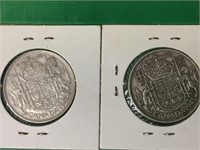 1942 & 1943 Canadian 50 Cent Silver Coins