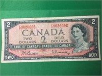 1954 Canadian Two Dollar Bill No.9026092 Signed