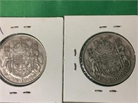 1940 & 1941 Canadian 50 Cent Silver Coins